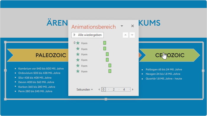 Animationen für den Zeitstrahl in PowerPoint 2013