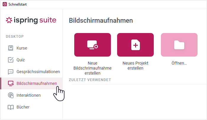 Registerkarte Bildschirmaufnahmen 