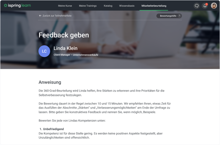 Mitarbeiterbeurteilung mit iSpring Learn