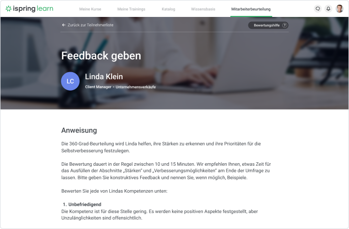 360-Grad-Feedback mit iSpring Learn