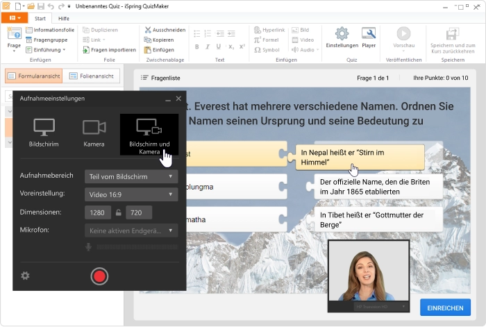 Erklärvideo in iSpring aufnehmen