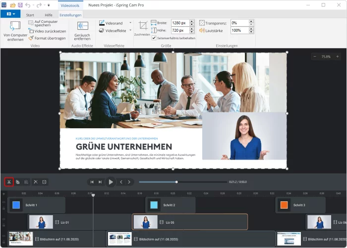 Tools zur Videobearbeitung in iSpring Suite