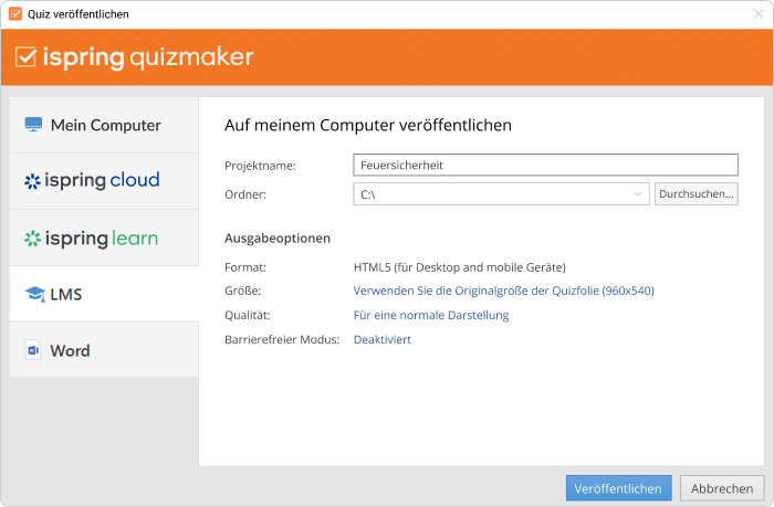 Vorgefertigte Likert-Skala-Umfrage veröffentlichen