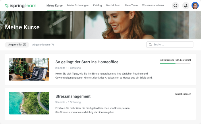 iSpring Learn LMS Benutzeroberfläche