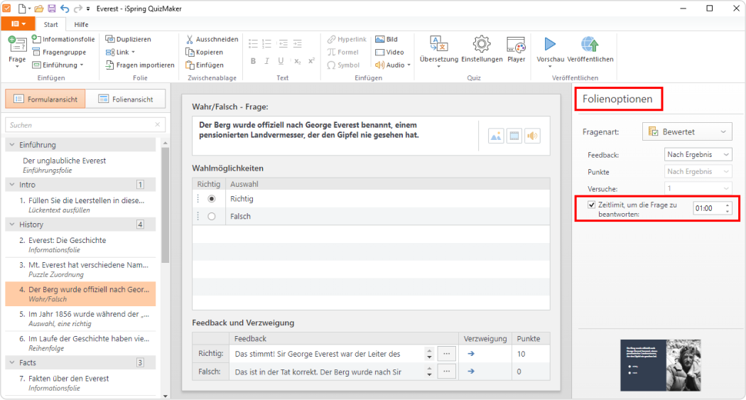Timer in PowerPoint einfügen: Zeitlimits pro Frage einrichten
