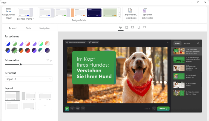 Design anpassen Inhaltsverzeichnis in PowerPoint: Design anpassen