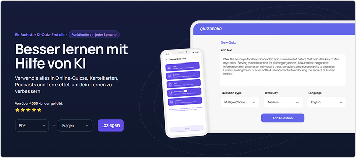 Quizgecko Multiple-Choice-Test mit Quizgecko erstellen