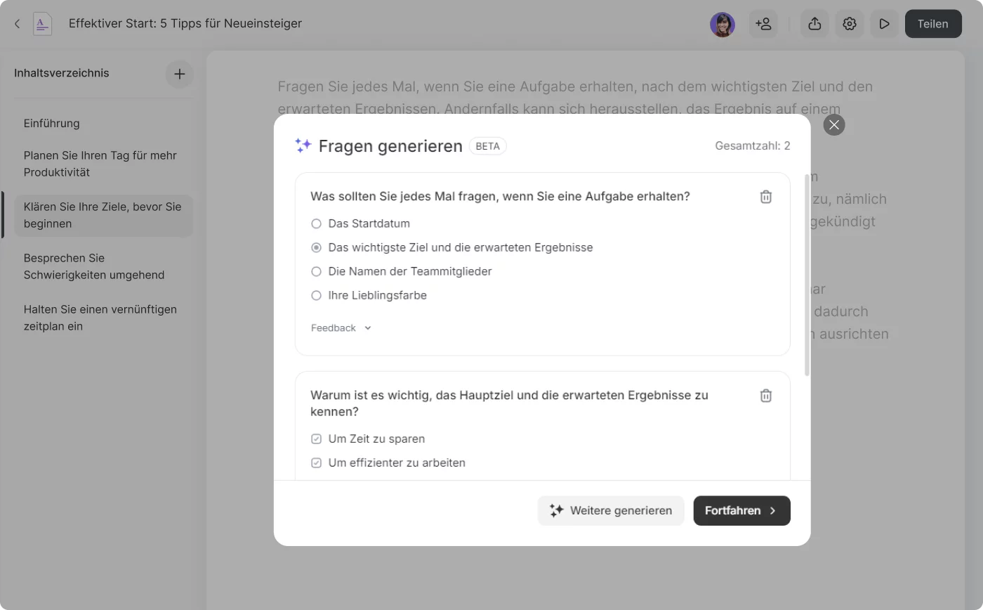 Quiz erstellen mit iSpring KI E-Learning-Content erstellen mit iSpring KI