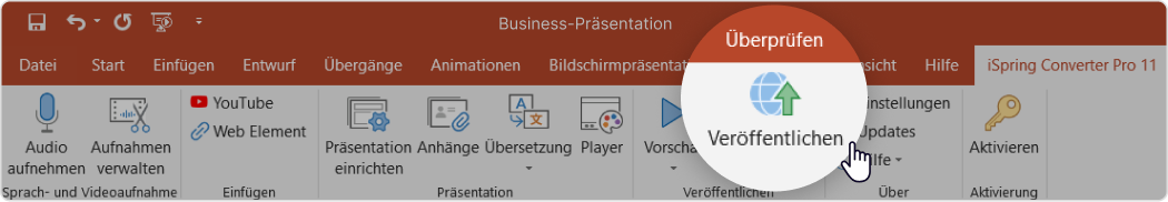 PowerPoint komprimieren: Datei veröffentlichen