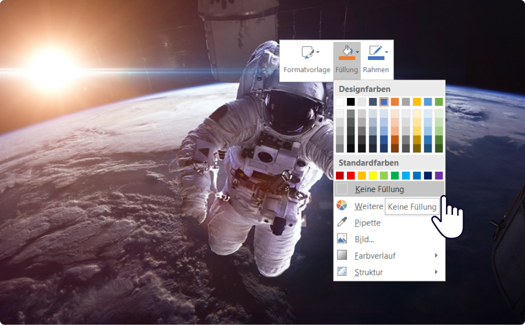 Link in PowerPoint einfügen: eine transparente Form in PowerPoint machen