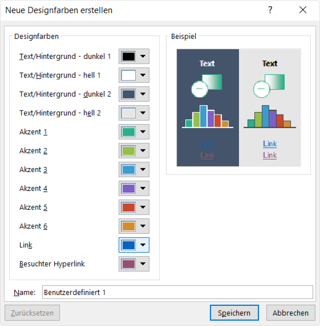 Link in PowerPoint einfügen: Hyperlink Farben