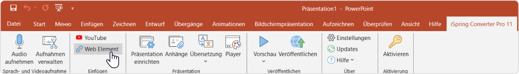 Link in PowerPoint einfügen: Web Object