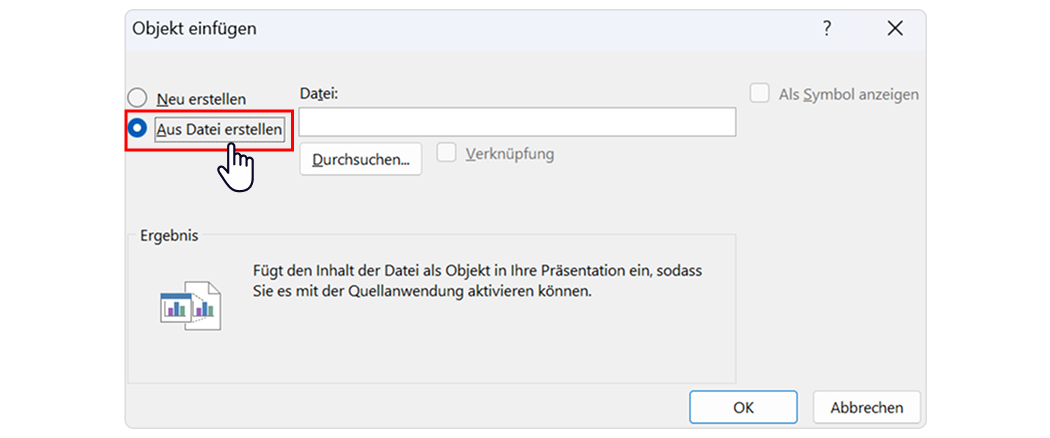 Aus Datei erstellen PDF in PowerPoint einfügen: aus Datei erstellen
