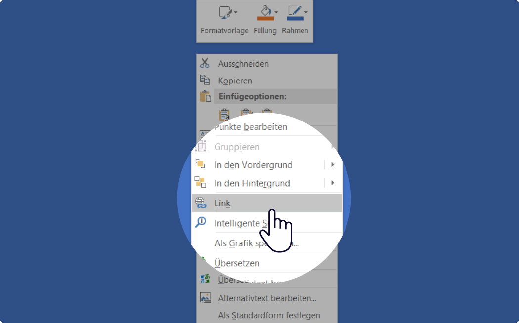 Link in PowerPoint einfügen: einer Form in PPT einen Hyperlink zuweisen