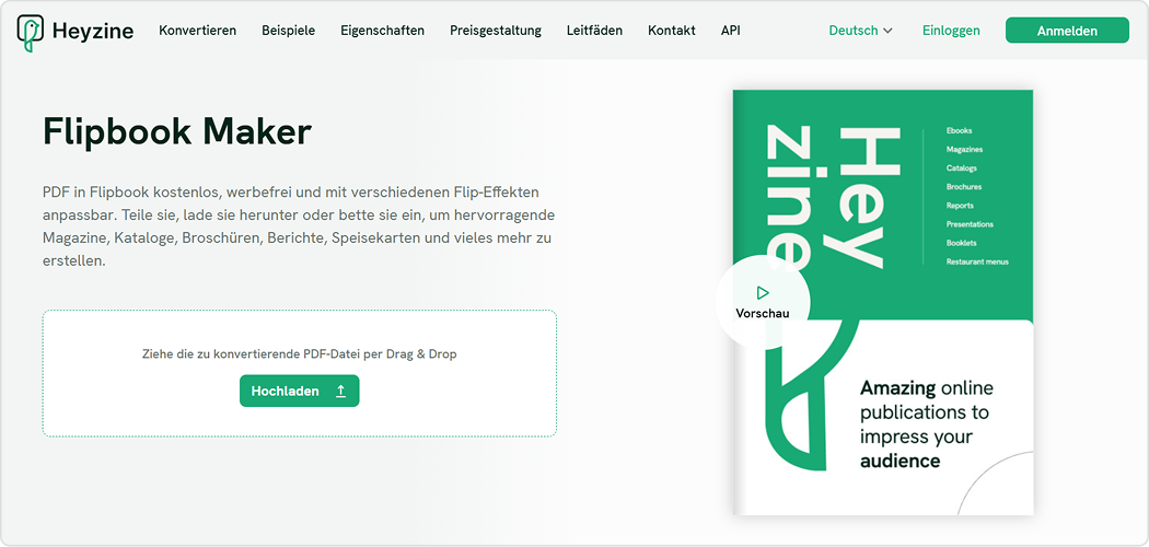 Flipbook erstellen mit Heyzine