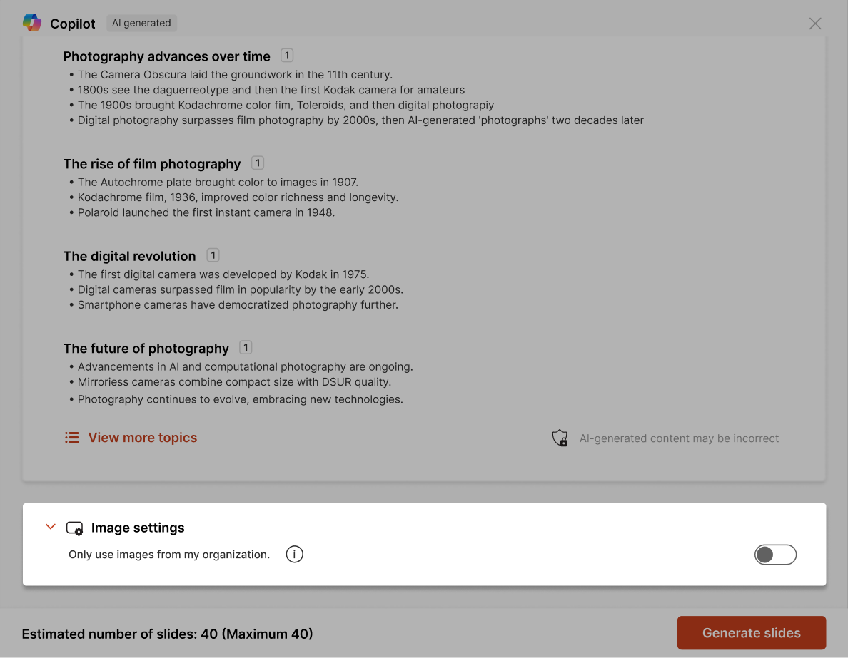 Verwendung markengerechter Bilder in Copilot PowerPoint-Copilot: Verwendung markengerechter Bilder in Copilot