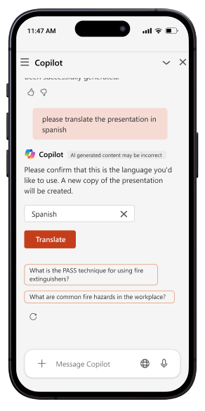 Übersetzen der Präsentation mit KI Tool und Bereitstellung in Copilot PowerPoint-Copilot: übersetzen der Präsentation mit KI Tool und Bereitstellung in Copilot