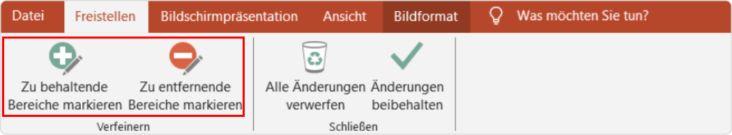 PowerPoint-Bildhintergrund entfernen: zu behaltende Bereiche markieren oder zu entfernende Bereiche markieren