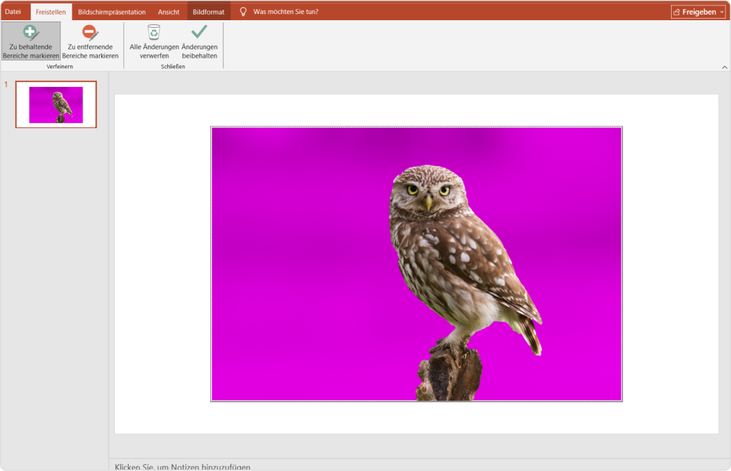 PowerPoint-Bildhintergrund manuell entfernen