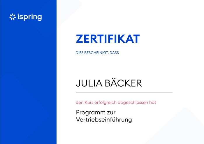 Automatische Zertifikate Vorteile von E-Learning: automatische Zertifikate