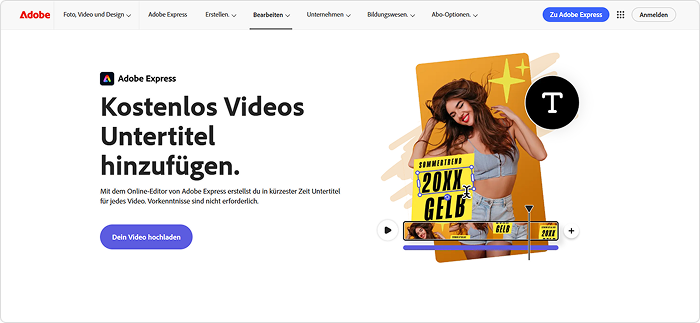 Adobe Express Video-Untertitel mit Adobe Express erstellen