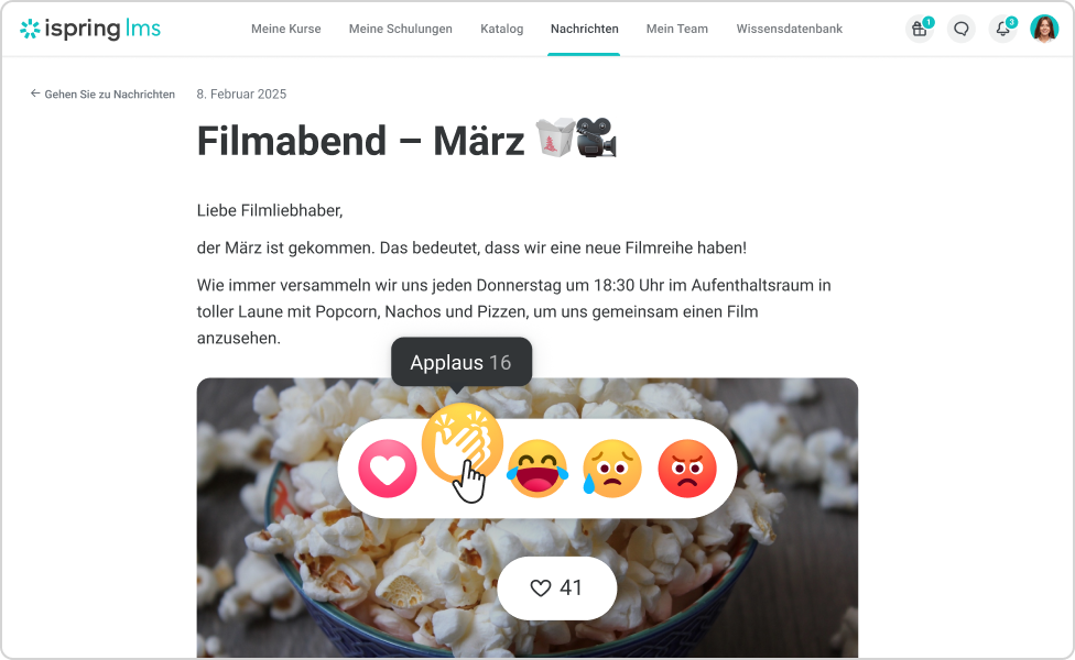 Newsfeed mit Reaktionen Millennials schulen: Newsfeed mit Reaktionen